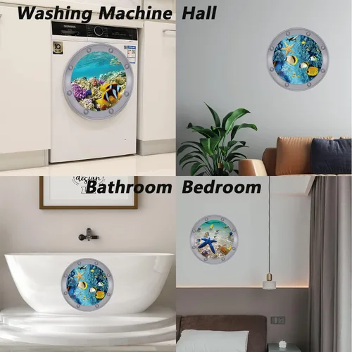 Vista 5 de 3 calcomanías de animales del océano, decoración de pared, calcomanías de pared para despegar y pegar, patrones de peces, tortugas oceánicas