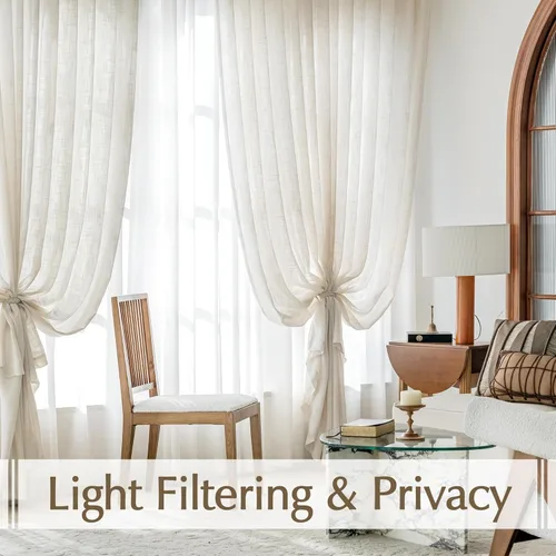 Vista 2 de FMFUNCTEX - Cortinas de puerta corrediza natural de 84" de lino transparente para sala de estar, divisor de 100" de ancho, cortinas extra anchas