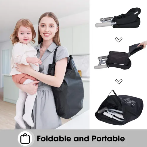 Vista 5 de Silla de Enganche para Silla, VEEYOO Silla Alta con Clip Plegable Mesa Rápida con Bolsa de Almacenamiento, Asiento Portátil de Alimentación