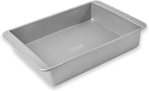 USA Pan, molde para lasaña y charola para asar, resistente a la torsión y antiadherente. Fabricado en Estados Unidos de caso del acero aluminizado
