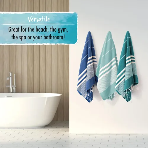 Vista 8 de SUNSPUN LINENS Toalla de playa turca, 39 x 63 pulgadas, extra grande, de algodón de secado rápido, toalla de baño turca de gran tamaño y manta