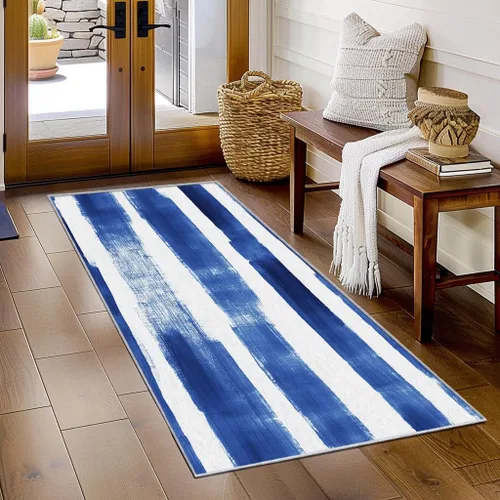 Vista 15 de Black and White Striped Runner Rug 2x4 Small - Hallway Runner Rug Stripe Pattern, Non Slip, Washable, Black and White Striped Home Decor Carpet for