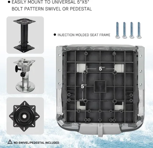 Vista 7 de ERGOSEAT Elite - Asiento plegable para lancha, respaldo bajo, asientos plegables para barco de pesca, paquete de 2, carbón/gris claro