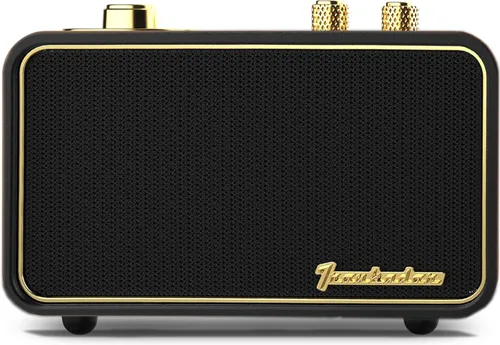 Vista 10 de Altavoz Bluetooth retro de madera, altavoz inalámbrico portátil vintage con placas frontales intercambiables, radio FM, subwoofer y dial giratorio