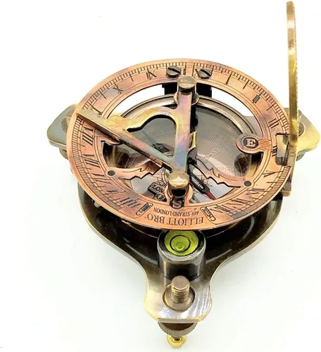 Vista 8 de Brújula de reloj de sol, vintage marino del oeste de Londres antiguo de 2.5 pulgadas, brújula de reloj de sol de latón antiguo de 2.5 pulgadas