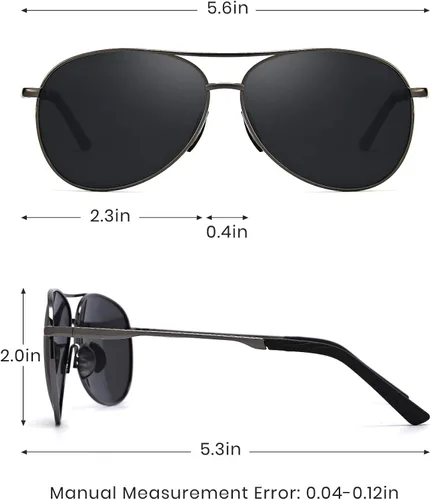 Vista 5 de Cyxus Gafas de sol polarizadas de aviador para hombres y mujeres, lentes de espejo clásicos, protección UV