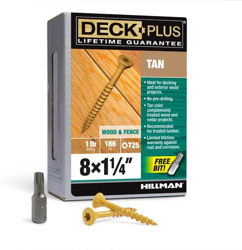 Vista 41 de Deck Plus Tornillos para valla y madera exterior con revestimiento epoxi de 2 pulgadas #8 x 2 Torx/Star Drive Incluido, rosca gruesa, tornillo Rojo