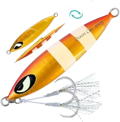 Vista 4 de OCEAN CAT Jigs de pesca de agua salada en alta mar Jigging de velocidad de lanzamiento lento señuelos vertical Jigging vertical Plantilla de otoño