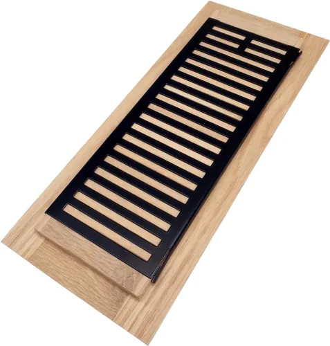 Vista 4 de Homewell Cubierta de Rejilla de Ventilación de Suelo de Madera de Roble Blanco, Rejilla Empotrable con Regulador, 6x10 Pulgadas, Sin Acabar