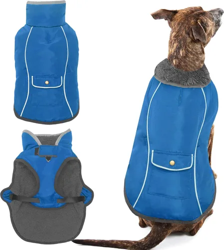 Vista 12 de Abrigo de Invierno para Perro - Ropa Cálida para Perro para Lluvia Nieve Viento Clima Frío - Chaleco Chaqueta para Mascotas Reflectante Ajustable