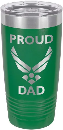 Vista 13 de PROUD AIR FORCE DAD DAD BLACK Vaso de bebida de 20 oz con pajita Taza de viaje grabada con láser Comparar con Yeti Rambler Idea de regalo papá