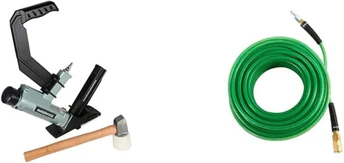 Vista 4 de Metabo HPT N5010AB - Engrapadora neumática para pisos de 2 pulgadas, calibre 15.5, 1/2 pulgada con grapadora Metabo HPT para pisos, calibre 18