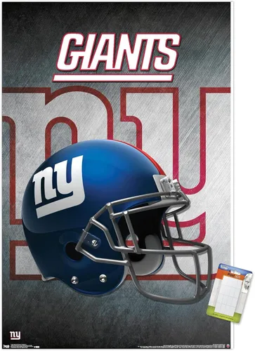 Vista 12 de Trends International NFL New York Giants - Póster de pared con casco 16, 14.725 x 22.375 pulgadas, versión enmarcada de madera de granero
