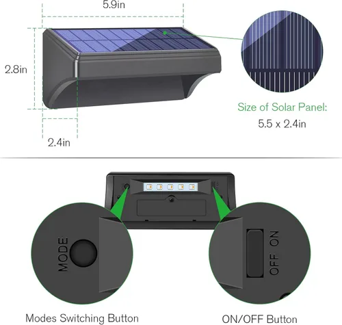 Vista 6 de Bridika Luces Solares para Cerca, Luces para Cerca Luces Solares para Cerca Exteriores Impermeables Blanco Cálido y Resplandor de Color Luces LED