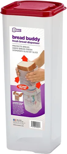 Buddeez Bread Buddy Caja de Pan – Mantiene las Hogazas de Pan Frescas – Tapa Roja, Paquete de 1