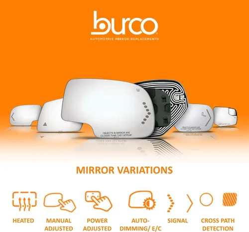 Vista 8 de Burco 3604 Espejo de repuesto convexo para el lado del pasajero para Jeep Cherokee 1997-2001
