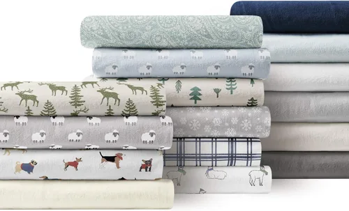 Vista 3 de Brielle - Juego de sábanas de franela 100% algodón