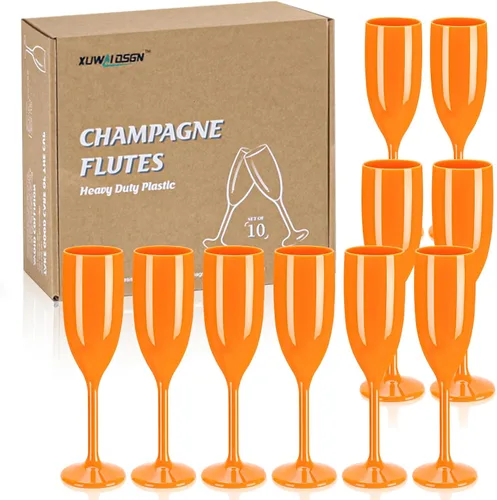 Vista 14 de XUWAIDSGN Copas de champán acrílicas, copas para brindar irrompibles, bar de mimosa, copas de vino reutilizables, copas de champán vintage