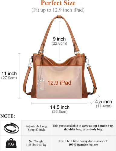 Vista 6 de Over Earth Bolsos de cuero suave para mujer, bolso de hombro tipo hobo grande
