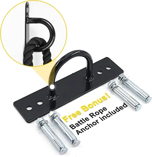 Vista 4 de POWER GUIDANCE Cuerda de batalla, de 1.5/2 pulgadas de diámetro, de poliéster dacrón, de 9/12/15,2 m de longitud. Equipo de ejercicio para gimnasio