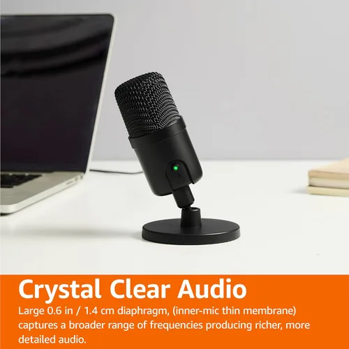 Vista 6 de Yaxa Basics Micrófono USB de condensador para transmisión, grabación y podcast en PC, plug and play, captación cardioide, soporte ajustable