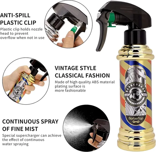 Vista 2 de CGBARBER Juego de herramientas de peluquería, kit de herramientas de salón de 5 piezas, incluye botella de spray, cepillo de limpieza, peine mixto