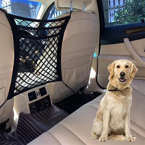 Vista 8 de DYKESON Barrera de red para perros con organizador de malla de seguridad automática, bolsa de almacenamiento elástica universal para automóviles