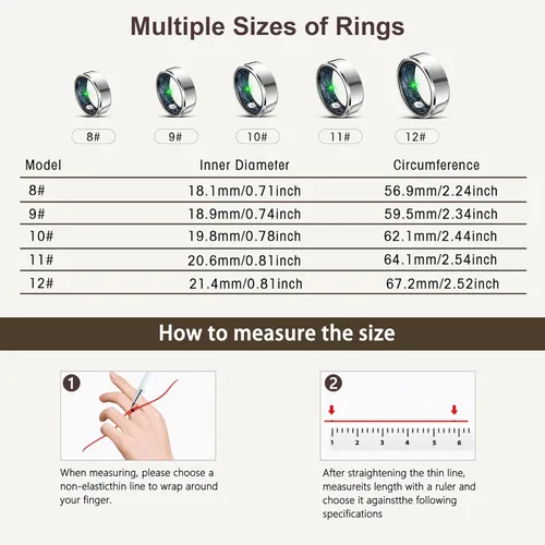 Vista 2 de Anillo inteligente para mujeres y hombres, (talla 8, plata) B0FSZ2WGPY