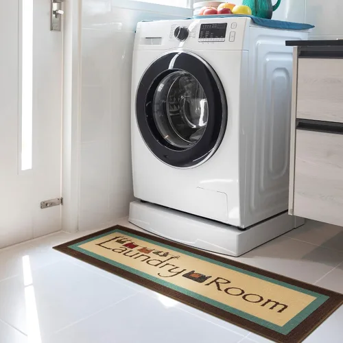 Vista 28 de Alfombra de diseño de texto para lavandería, antideslizante, de goma, lavable a máquina, 2 x 5, para lavandería, baño, lavadero, 20 x 59 pulgadas