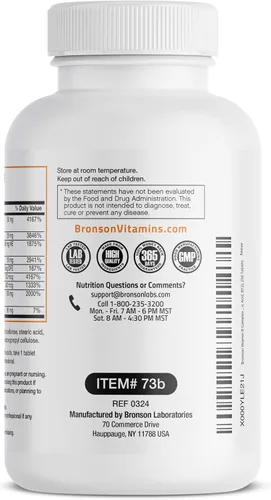 Vista 26 de Bronson Complejo de vitamina B Super B de liberación lenta sostenida (vitamina B1, B2, B3, B6, B9 - ácido fólico, B12) contiene todas las vitaminas