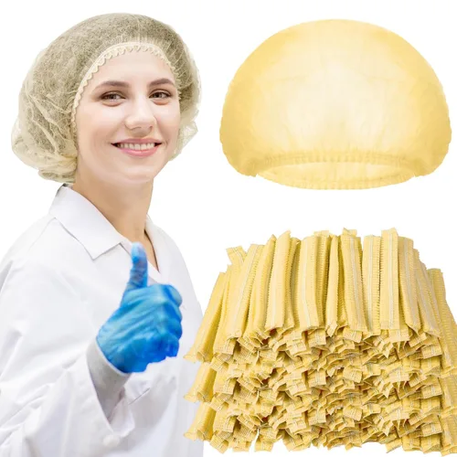 Vista 10 de Yahenda 500 gorras desechables Bouffant a granel para el cabello, redecillas elásticas para el polvo, para servicio de alimentos, enfermeras, Negro