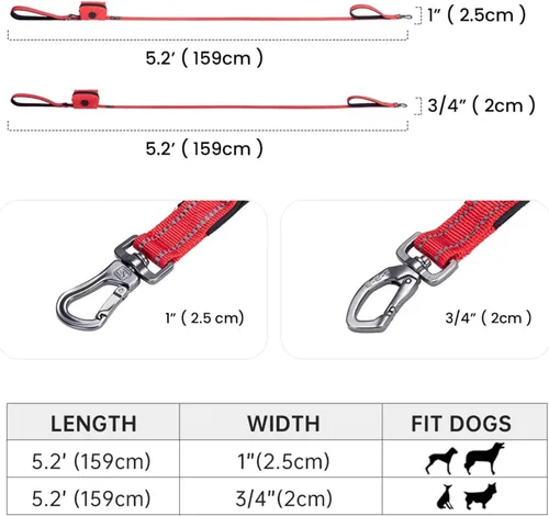 Vista 2 de EXCELLENT ELITE SPANKER Cuerda de tracción de nailon resistente y duradera para perros de 5 pies de largo y 1 pulgada de ancho con soporte