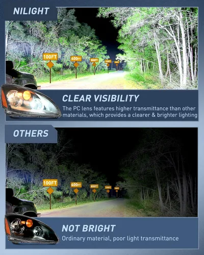 Vista 3 de Nilight - Conjunto de faros delanteros compatibles con Nissan Altima 2002, 2003, 2004. Carcasa negra, reflector ámbar, lente transparente. Faros