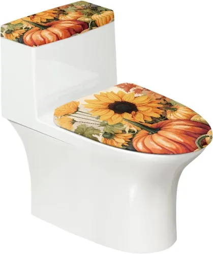 Vista 27 de Juego de 2 fundas de tapa de inodoro y cubierta de tanque de mármol, decoración blanca para decoración de baño, lavable a máquina, fácil de limpiar