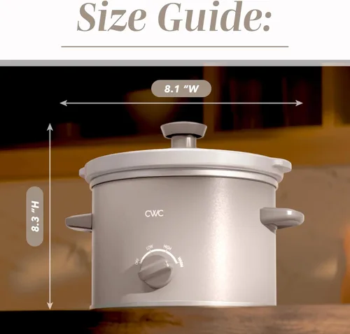 Vista 3 de COOK WITH COLOR 2QT Mini Electric Round Slow Cooker - Adjustable Settings, Removable Stoneware Pot, Tempered Glass Lid, Dishwasher Safe, Cool-Touch