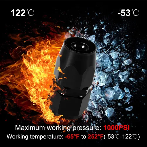 Vista 7 de 1 unids 4AN 45 grados giratorio manguera extremo montaje para trenzado CPE línea de combustible anodizado aleación de aluminio negro