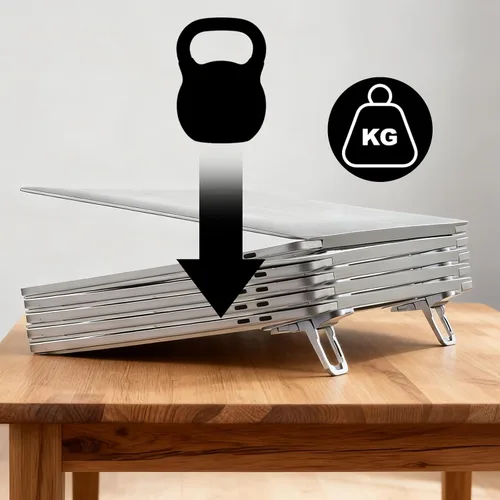 Vista 3 de 2 patas para laptop, de aleación de zinc, mini soporte plegable para laptop, soportes autoadhesivos para portátiles con 2 ángulos ajustables