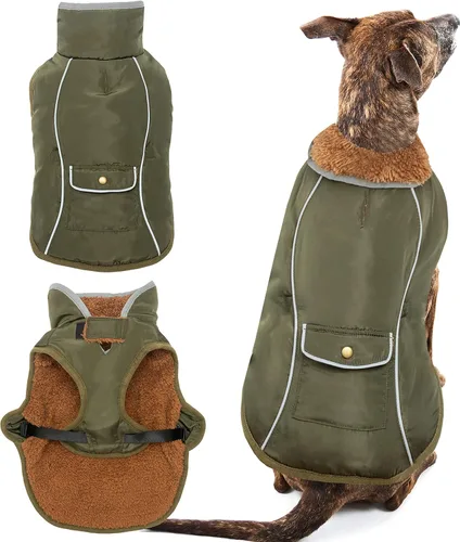 Vista 29 de Abrigo de Invierno para Perro - Ropa Cálida para Perro para Lluvia Nieve Viento Clima Frío - Chaleco Chaqueta para Mascotas Reflectante Ajustable
