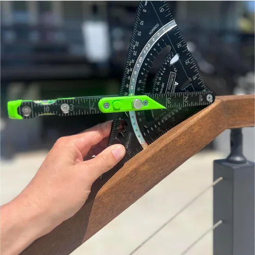 Vista 3 de 7"-Negro/Verde Escuadra de Aluminio para Vigas - Escuadra de Vigas con Nivel, Innovadoras Herramientas de Carpintería y Estructuración