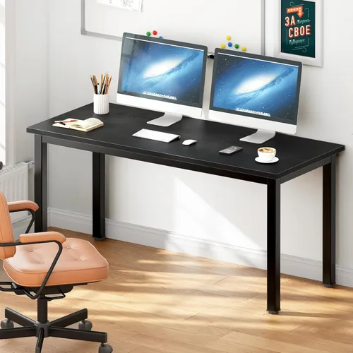 Vista 135 de DlandHome Escritorio pequeño para computadora de 31.5 pulgadas, mesa de escritura para espacios pequeños, mesa de estudio, escritorio para Negro