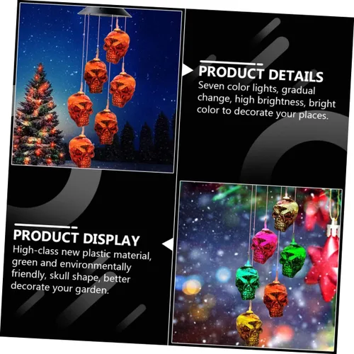 Vista 9 de BESTOYARD 1 carillón de viento de calavera de carga de luz de esqueleto