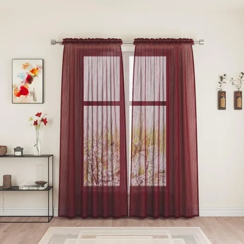 Vista 49 de UPOPO Paneles de Cortina Beige Pequeños Cortinas Transparentes de Gasa de 16 Pulgadas de Largo Cortinas de Cocina de Voile con Textura de Lino