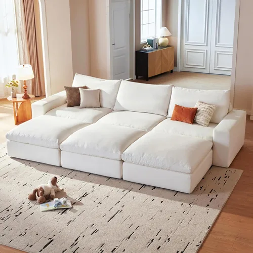 Vista 13 de Cloud Couch Sectional - Sofá seccional modular de gran tamaño de 110.2 pulgadas con asientos profundos, cómodo sofá de nube blanca con funda lavable