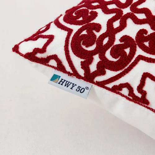 Vista 6 de HWY 50 Juego de 2 fundas de almohada decorativas bordadas modernas con detalles geométricos y decorativos de 18 x 18 pulgadas para sofá, sala