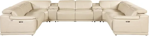 Vista 375 de BlackJack Furniture Venice - Sofá modular de cuero italiano de grano superior de 5 piezas con 3 reclinables eléctricos, reposacabezas ajustable