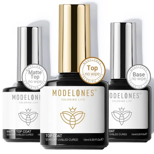 Vista 10 de Modelones Kit de base y capa superior de esmalte de uñas de gel con deshidratador de uñas, kit de preparación para arte de uñas, capa superior súper