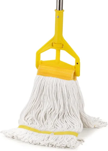 Trapeador húmedo industrial resistente con mango largo de 48 pulgadas, mopas comerciales húmedas de algodón para limpieza de pisos, hogar, cocina,