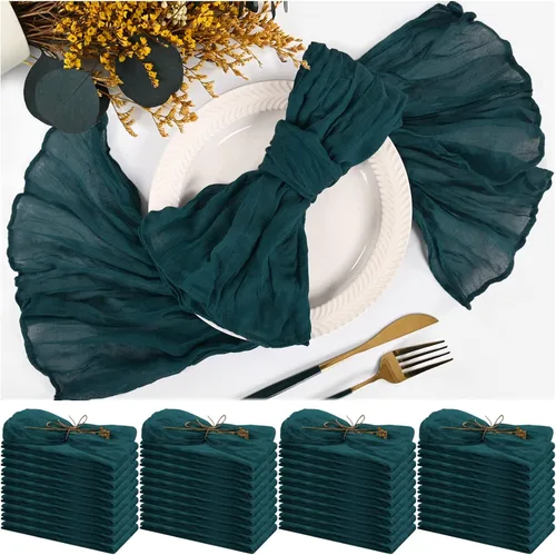 Vista 19 de 42 Paquetes de Servilletas de Gasa de Muselina de 20 x 20 Pulgadas, Servilletas de Cena Arrugadas Color Beige, Marrón Claro Rústicas Boho de Tela