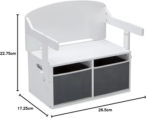 Vista 3 de Delta Children MySize - Banco de actividades convertible para niños con certificación Greenguard Gold, blanco Bianca