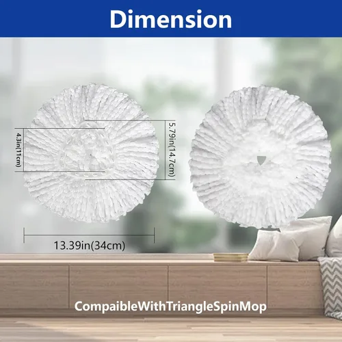 Vista 4 de Paquete de 4 cabezales de repuesto compatibles con la fregona O Cedar Mop EasyWring 1 tanque, repuestos de microfibra giratoria, fácil limpieza